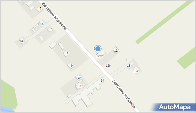 Zakrzewo Kościelne, Zakrzewo Kościelne, 12, mapa Zakrzewo Kościelne