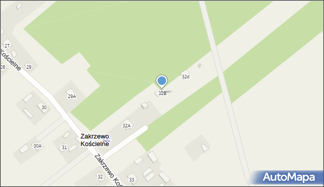 Zakrzewo Kościelne, Zakrzewo Kościelne, 32B, mapa Zakrzewo Kościelne