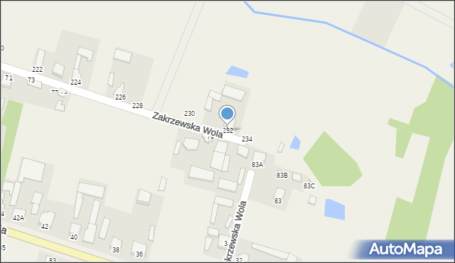 Zakrzewska Wola, Zakrzewska Wola, 232, mapa Zakrzewska Wola