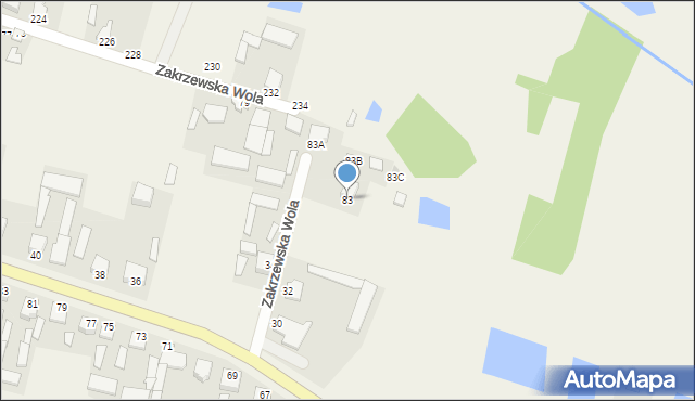 Zakrzewska Wola, Zakrzewska Wola, 83, mapa Zakrzewska Wola