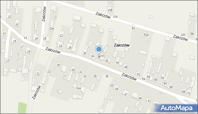 Zakrzów, Zakrzów, 36, mapa Zakrzów