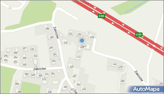 Zakrzów, Zakrzów, 229, mapa Zakrzów