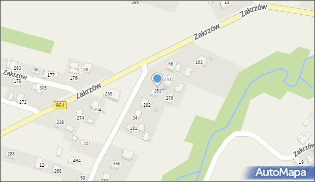Zakrzów, Zakrzów, 281, mapa Zakrzów