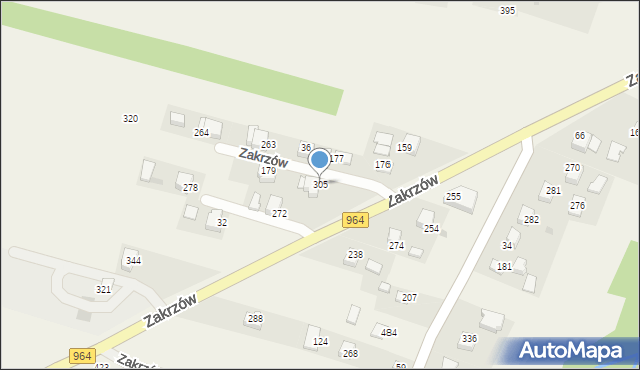 Zakrzów, Zakrzów, 305, mapa Zakrzów