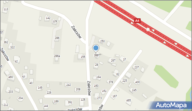 Zakrzów, Zakrzów, 399, mapa Zakrzów