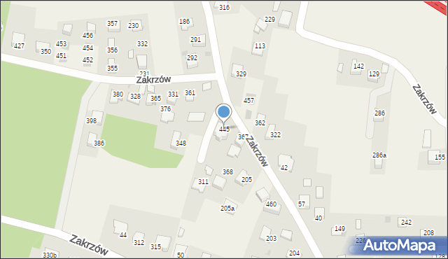 Zakrzów, Zakrzów, 445, mapa Zakrzów