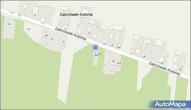 Zakrzówek-Kolonia, Zakrzówek-Kolonia, 14A, mapa Zakrzówek-Kolonia