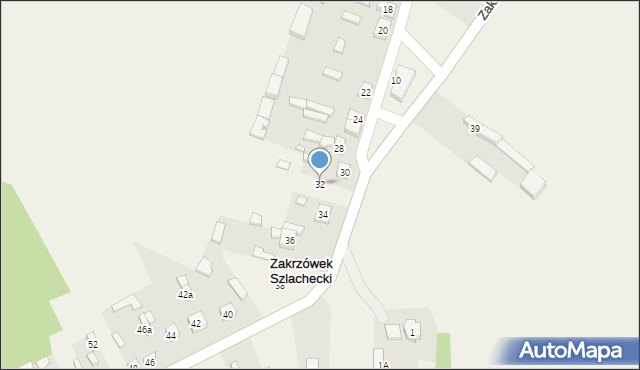 Zakrzówek Szlachecki, Zakrzówek Szlachecki, 32, mapa Zakrzówek Szlachecki