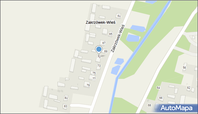 Zakrzówek-Wieś, Zakrzówek-Wieś, 71, mapa Zakrzówek-Wieś