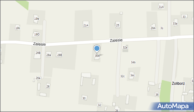 Zalesie, Zalesie, 30A, mapa Zalesie