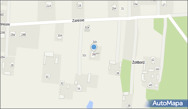 Zalesie, Zalesie, 34c, mapa Zalesie