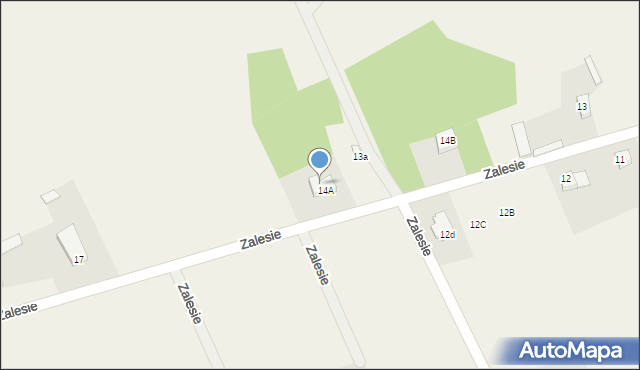 Zalesie, Zalesie, 16A, mapa Zalesie