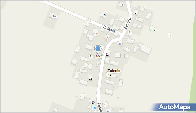 Zalesie, Zalesie, 10A, mapa Zalesie