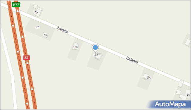 Zalesie, Zalesie, 10e, mapa Zalesie