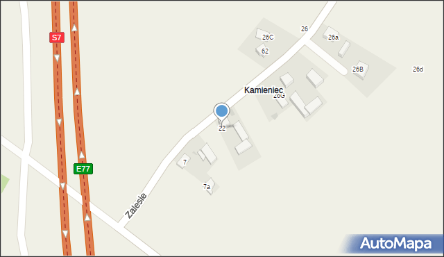 Zalesie, Zalesie, 22, mapa Zalesie