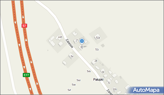 Zalesie, Zalesie, 52, mapa Zalesie