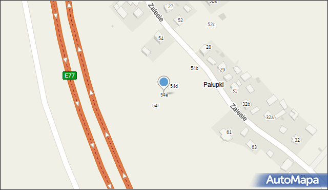 Zalesie, Zalesie, 54e, mapa Zalesie