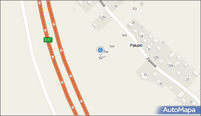 Zalesie, Zalesie, 54f, mapa Zalesie