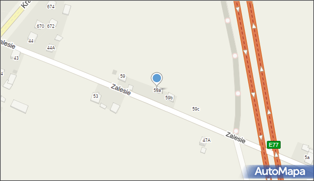 Zalesie, Zalesie, 59a, mapa Zalesie
