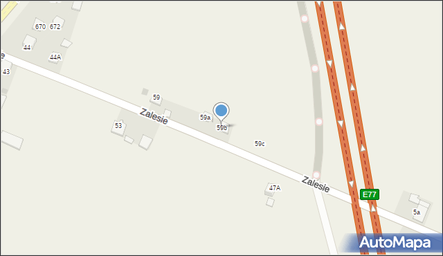 Zalesie, Zalesie, 59b, mapa Zalesie