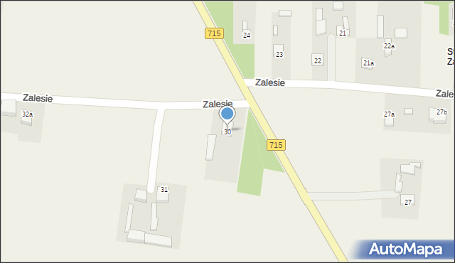 Zalesie, Zalesie, 30, mapa Zalesie