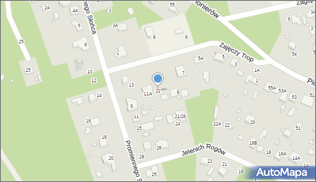 Zalesie Górne, Zajęczy Trop, 11, mapa Zalesie Górne