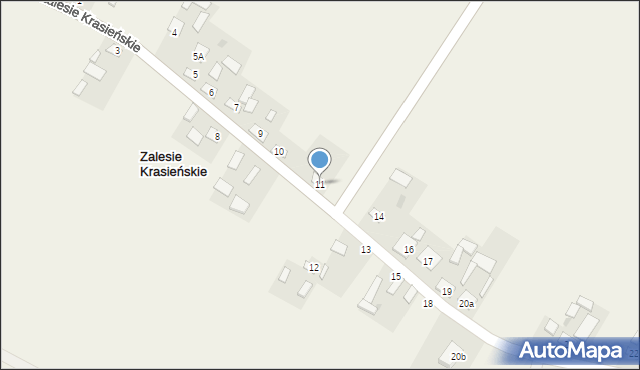 Zalesie Krasieńskie, Zalesie Krasieńskie, 11, mapa Zalesie Krasieńskie