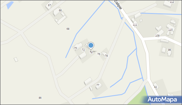 Zalipie, Zalipie, 74, mapa Zalipie