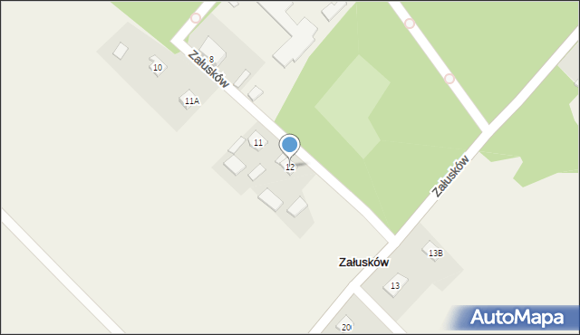 Załusków, Załusków, 12, mapa Załusków