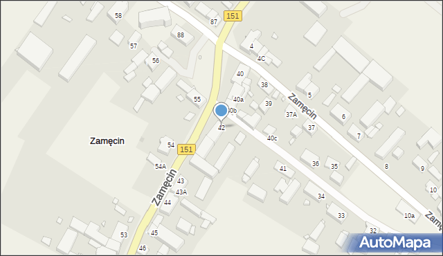 Zamęcin, Zamęcin, 42, mapa Zamęcin