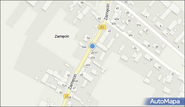 Zamęcin, Zamęcin, 43, mapa Zamęcin