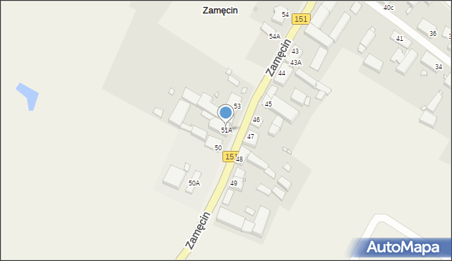 Zamęcin, Zamęcin, 51A, mapa Zamęcin