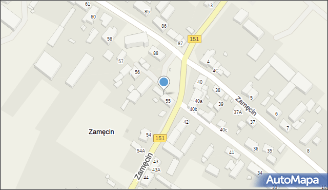 Zamęcin, Zamęcin, 55a, mapa Zamęcin