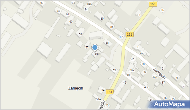 Zamęcin, Zamęcin, 56A, mapa Zamęcin