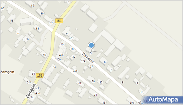 Zamęcin, Zamęcin, 5A, mapa Zamęcin