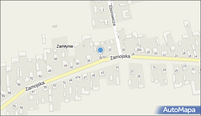 Zamłynie, Zamojska, 34, mapa Zamłynie