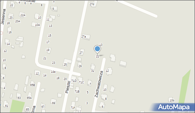 Zamość, Zachwatowicza Jana, 11, mapa Zamościa