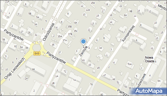 Zamość, Zacisze, 5, mapa Zamościa