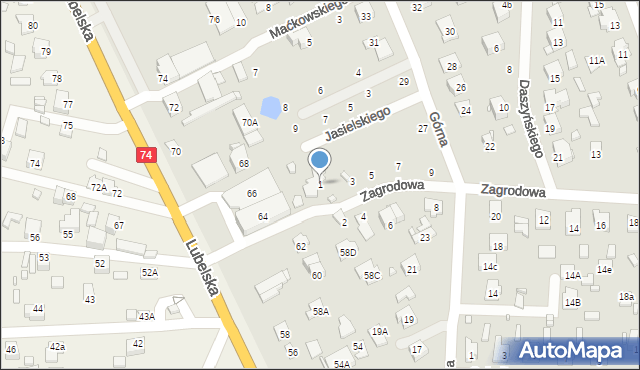 Zamość, Zagrodowa, 1, mapa Zamościa
