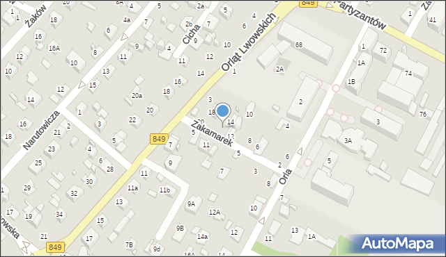 Zamość, Zakamarek, 16, mapa Zamościa