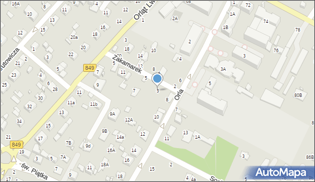 Zamość, Zakamarek, 3, mapa Zamościa