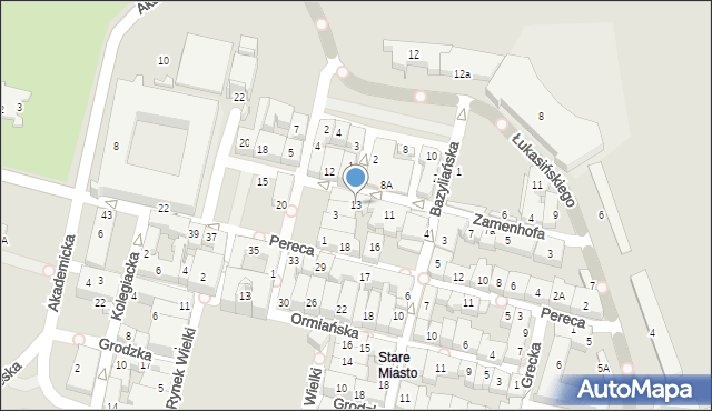 Zamość, Zamenhofa Ludwika, dr., 13, mapa Zamościa