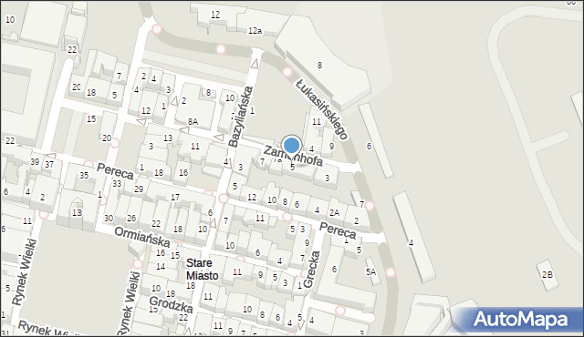 Zamość, Zamenhofa Ludwika, dr., 5, mapa Zamościa