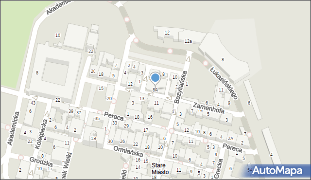 Zamość, Zamenhofa Ludwika, dr., 8A, mapa Zamościa