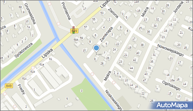 Zamość, Zamknięta, 9A, mapa Zamościa