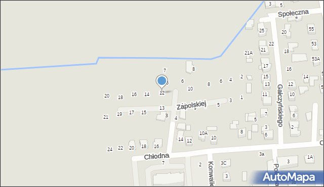 Zamość, Zapolskiej Gabrieli, 12, mapa Zamościa