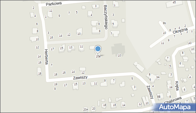Zamość, Zawiszy Franciszka, ks., 10a, mapa Zamościa
