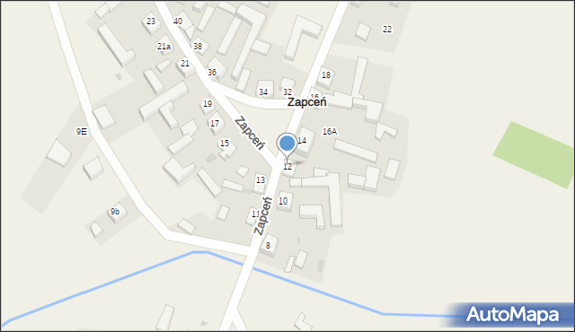 Zapceń, Zapceń, 12, mapa Zapceń