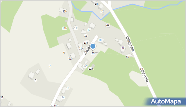 Żarki, Zacisze, 20, mapa Żarki
