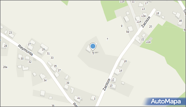 Żarki, Zacisze, 5, mapa Żarki